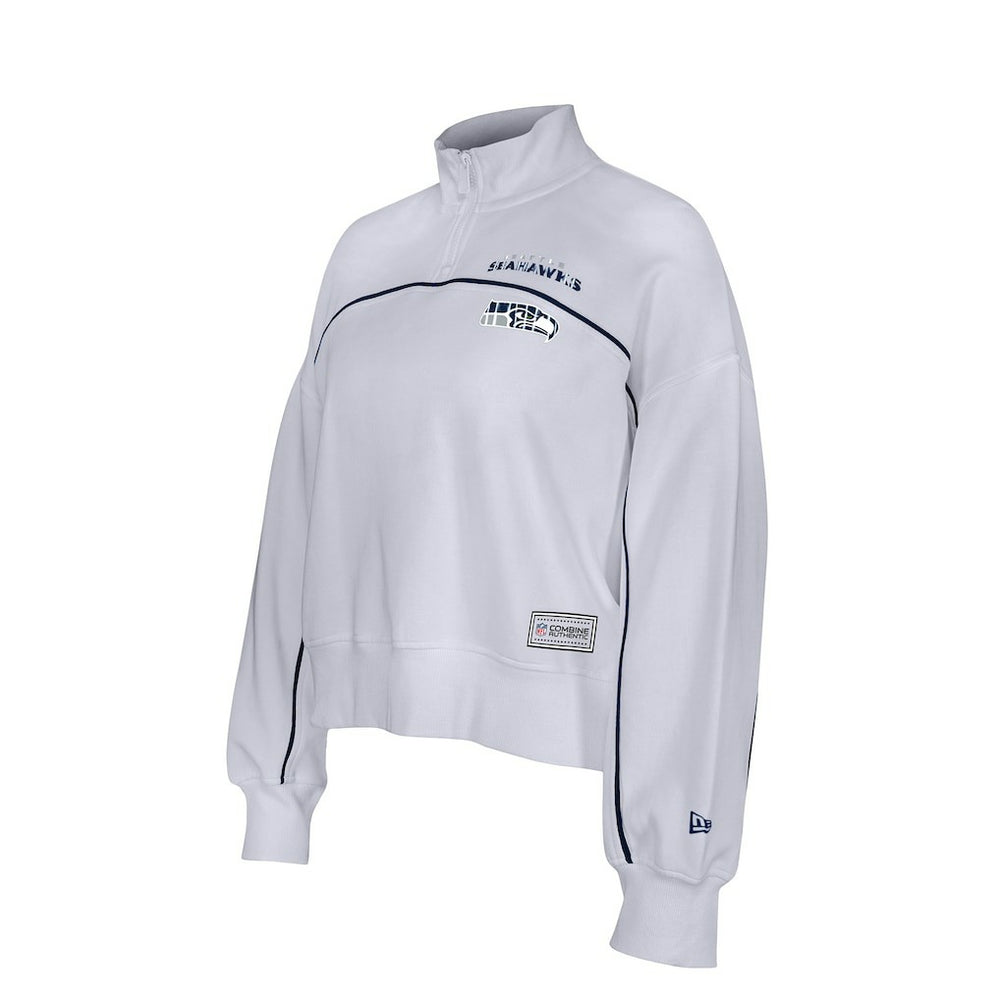 New Era Seattle Seahawks Female Adult White Functional Fandom Quarter-Zip Sweatshirt