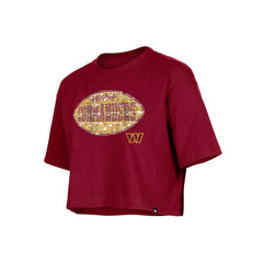 Washington Commanders New Era Girl's Flip Sequin Boxy T-Shirt - Burgundy T-shirts