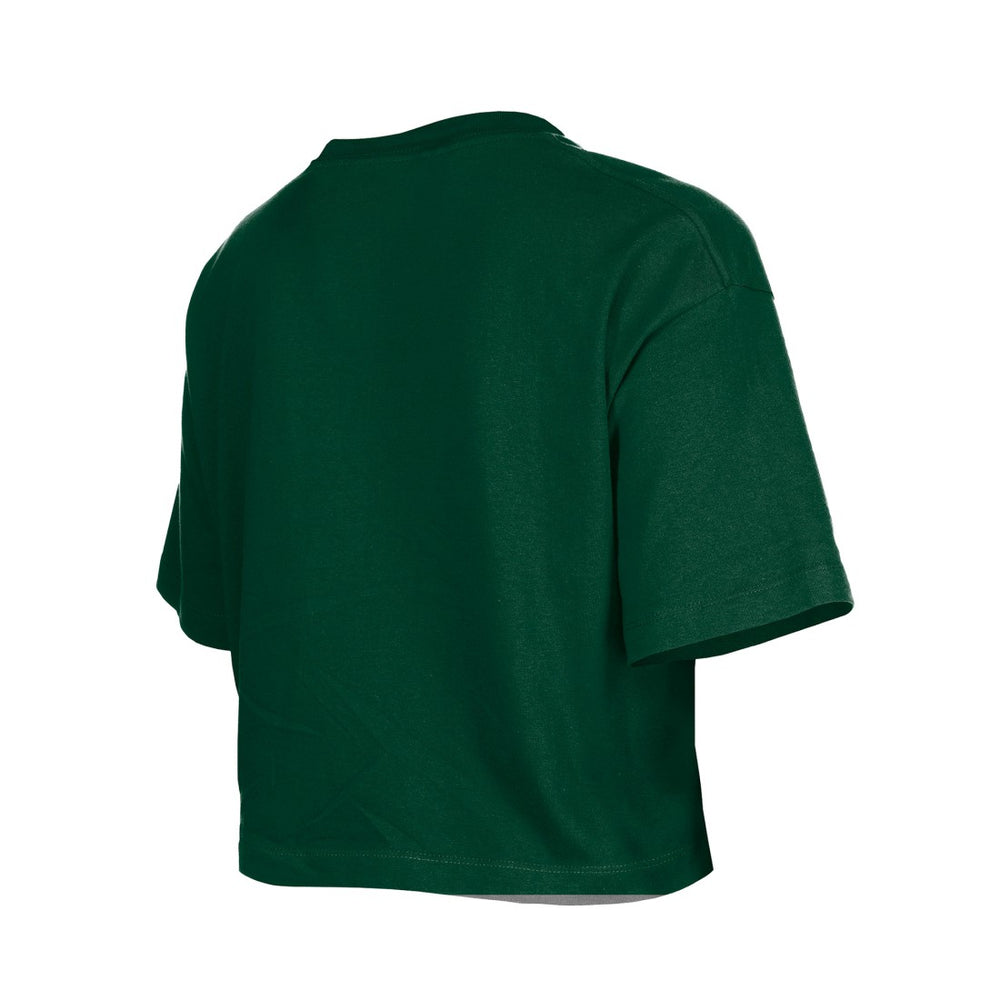 Green Bay Packers New Era Girl's Flip Sequin Boxy T-Shirt - Green T-shirts
