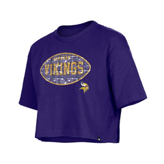 Minnesota Vikings New Era Girl's Flip Sequin Boxy T-Shirt - Purple T-shirts