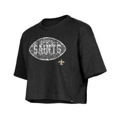 New Orleans Saints New Era Girl's Flip Sequin Boxy T-Shirt - Black T-shirts