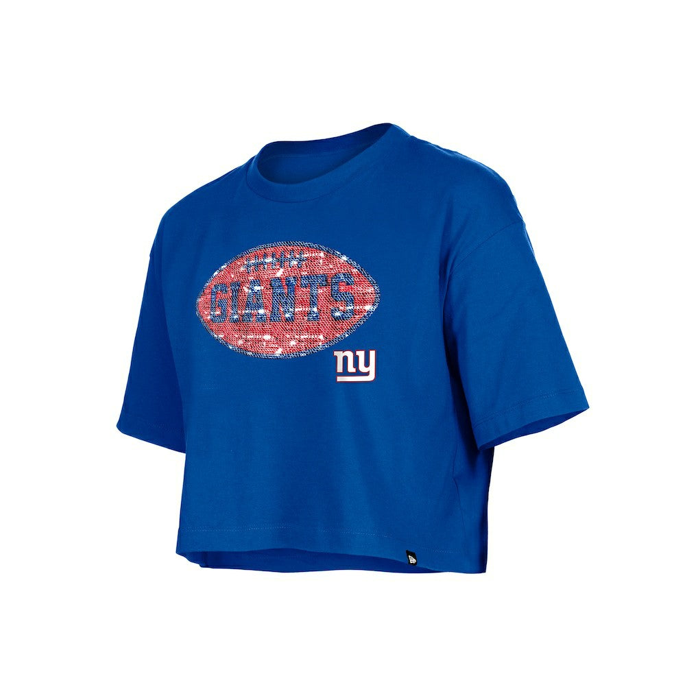New York Giants New Era Girl's Flip Sequin Boxy T-Shirt - Royal T-shirts