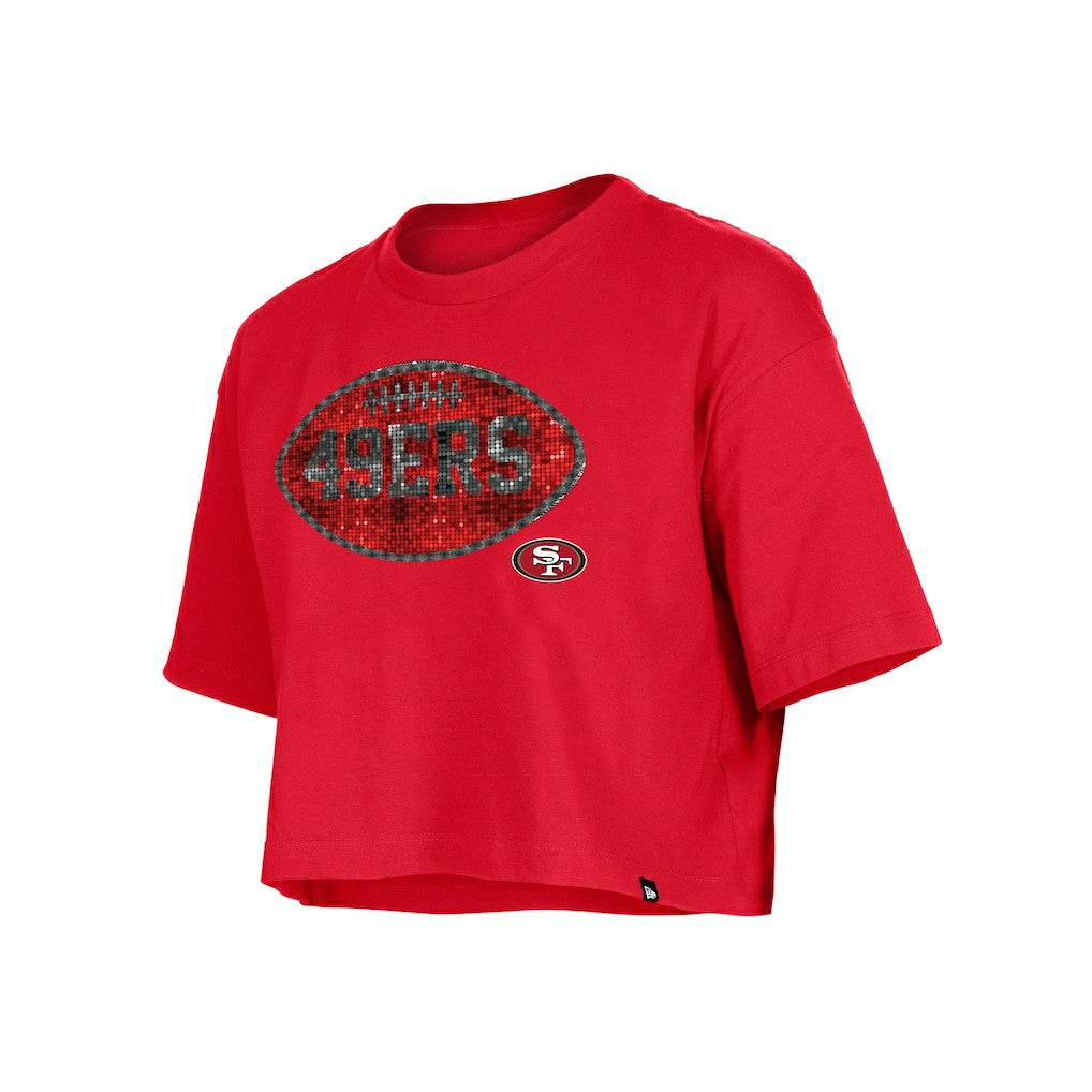 San Francisco 49ers New Era Girl's Flip Sequin Boxy T-Shirt - Scarlet T-shirts