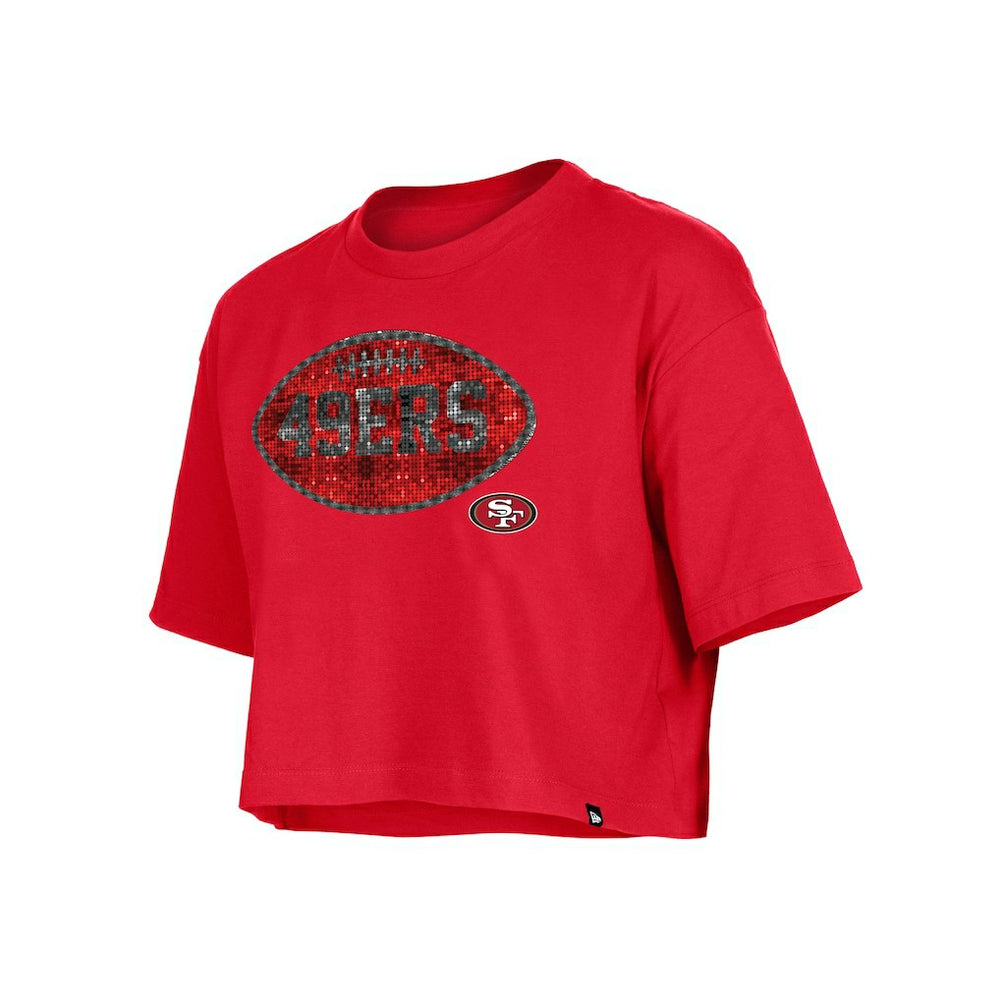 San Francisco 49ers New Era Girl's Flip Sequin Boxy T-Shirt - Scarlet T-shirts