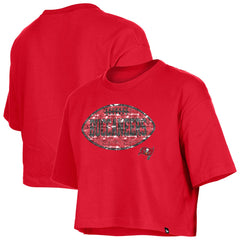 Tampa Bay Buccaneers New Era Girl's Flip Sequin Boxy T-Shirt - Red T-shirts