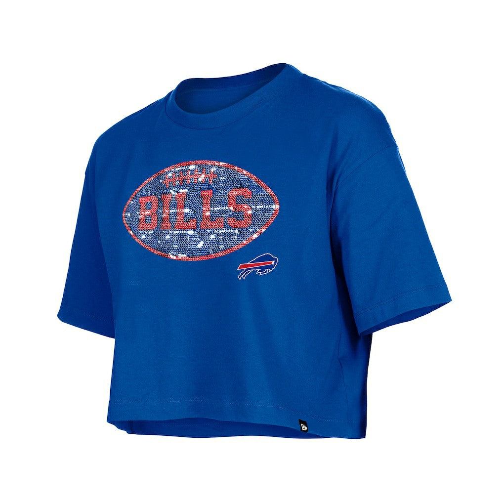 Buffalo Bills New Era Girl's Flip Sequin Boxy T-Shirt - Royal T-shirts