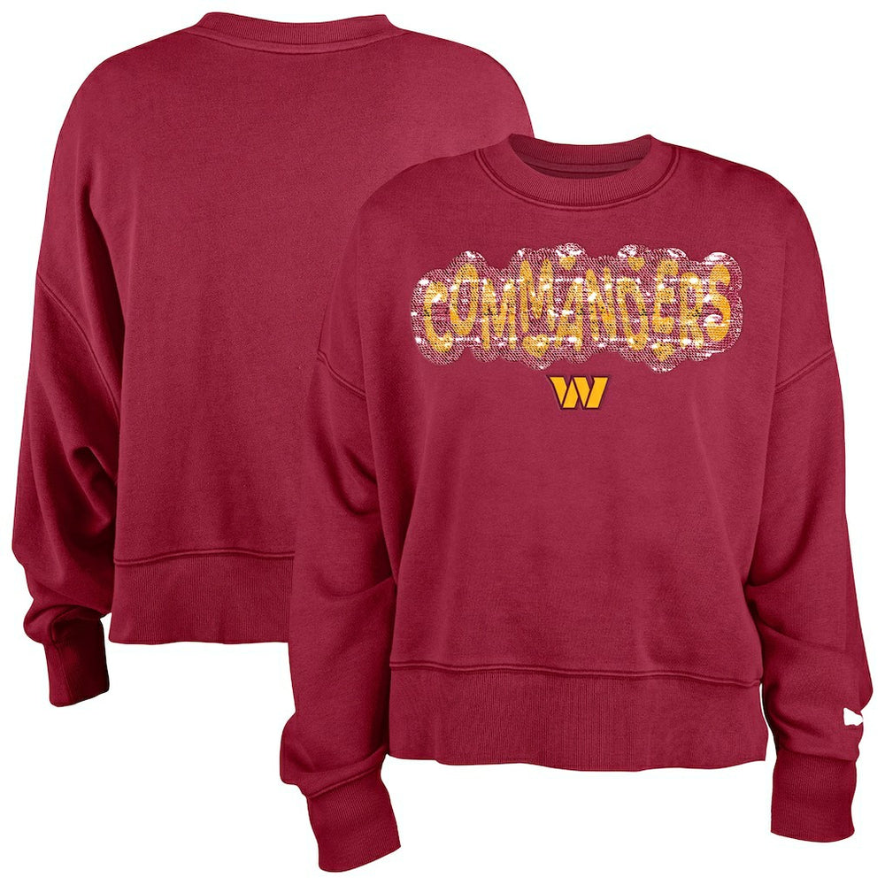 Washington Commanders New Era Girl's Flip Sequin Sweatshirt - Burgundy Sweatshirts