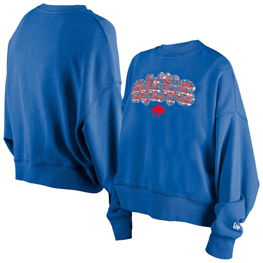 Buffalo Bills New Era Girl's Flip Sequin Sweatshirt - Royal Sweatshirts