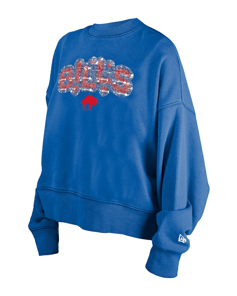Buffalo Bills New Era Girl's Flip Sequin Sweatshirt - Royal Sweatshirts