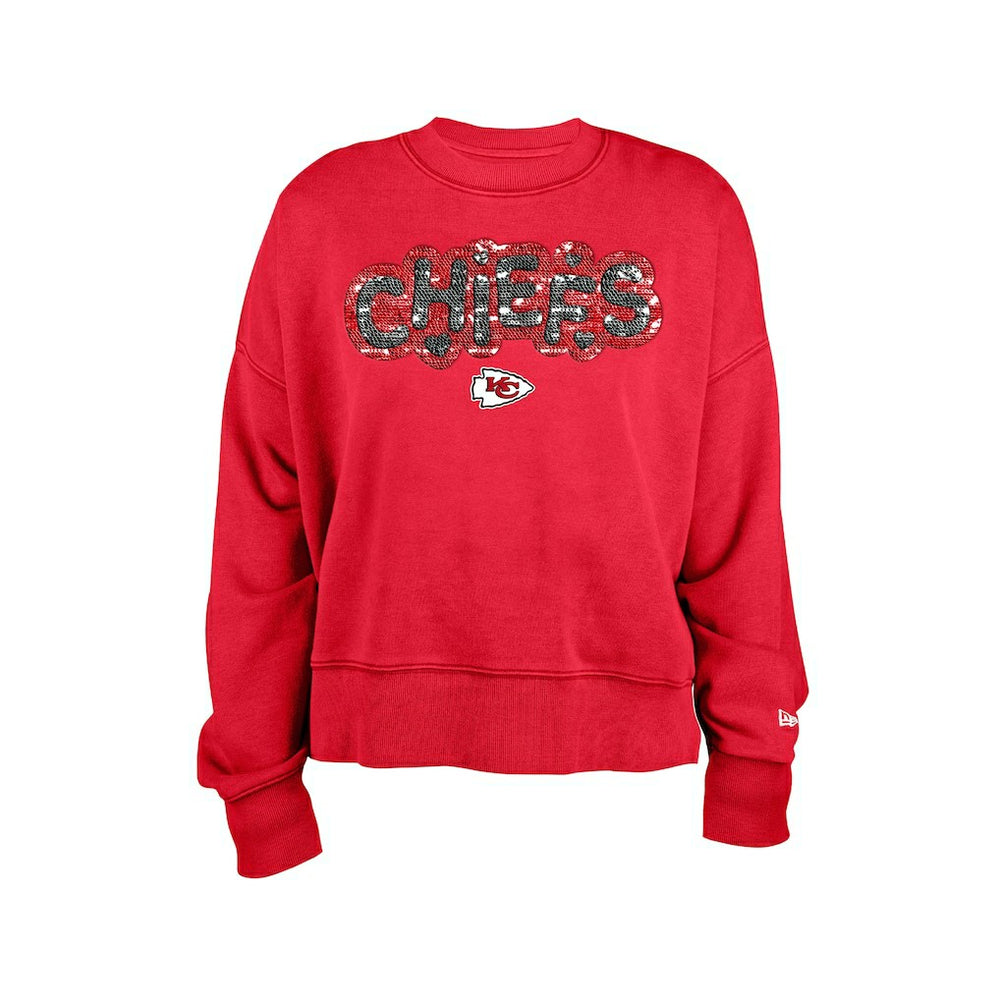 Kansas City Chiefs New Era Girl's Flip Sequin Sweatshirt - Red Sweatshirts