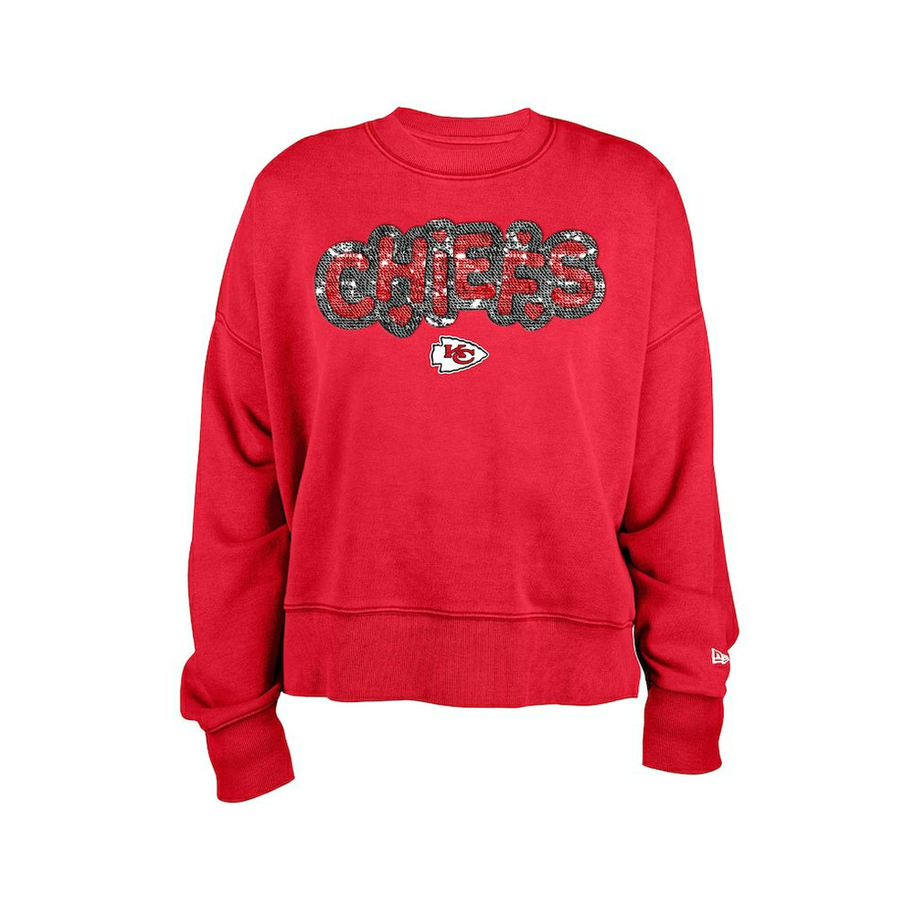 Kansas City Chiefs New Era Girl's Flip Sequin Sweatshirt - Red Sweatshirts