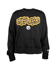 Pittsburgh Steelers New Era Girl's Flip Sequin Sweatshirt - Black Sweatshirts