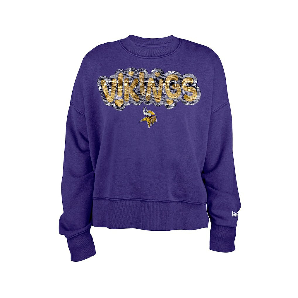 Minnesota Vikings New Era Girl's Flip Sequin Sweatshirt - Purple Sweatshirts