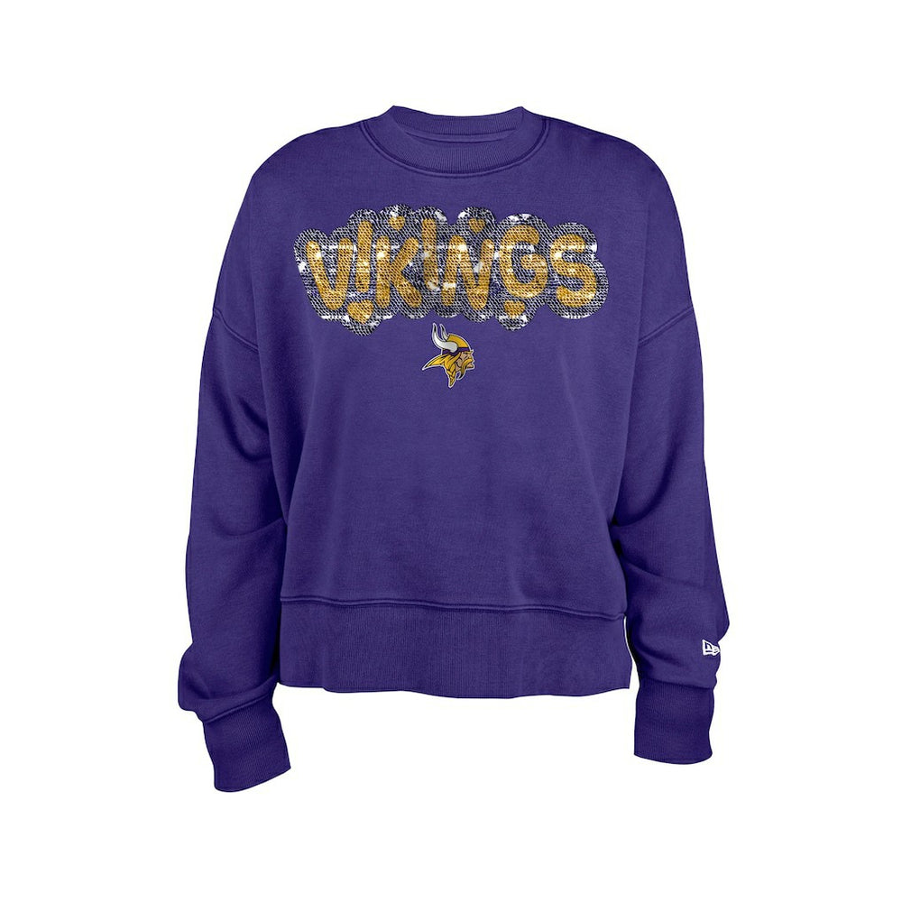 Minnesota Vikings New Era Girl's Flip Sequin Sweatshirt - Purple Sweatshirts