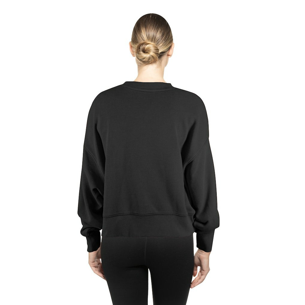 Baltimore Ravens New Era Women's Oversized Throwback Mineral Wash Crew Neck Sweatshirt - Black Sweatshirts
