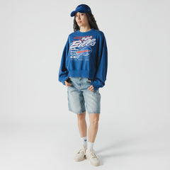 Buffalo Bills New Era Women's Oversized Throwback Mineral Wash Crew Neck Sweatshirt - Royal Sweatshirts