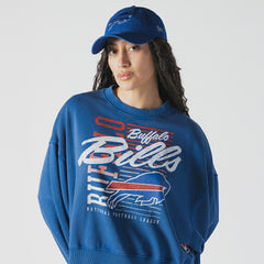 Buffalo Bills New Era Women's Oversized Throwback Mineral Wash Crew Neck Sweatshirt - Royal Sweatshirts