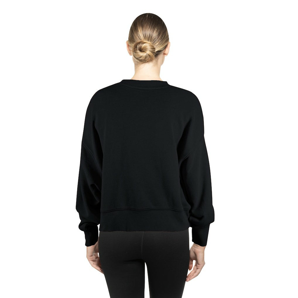 Philadelphia Eagles New Era Women's Oversized Throwback Mineral Wash Crew Neck Sweatshirt - Black Sweatshirts