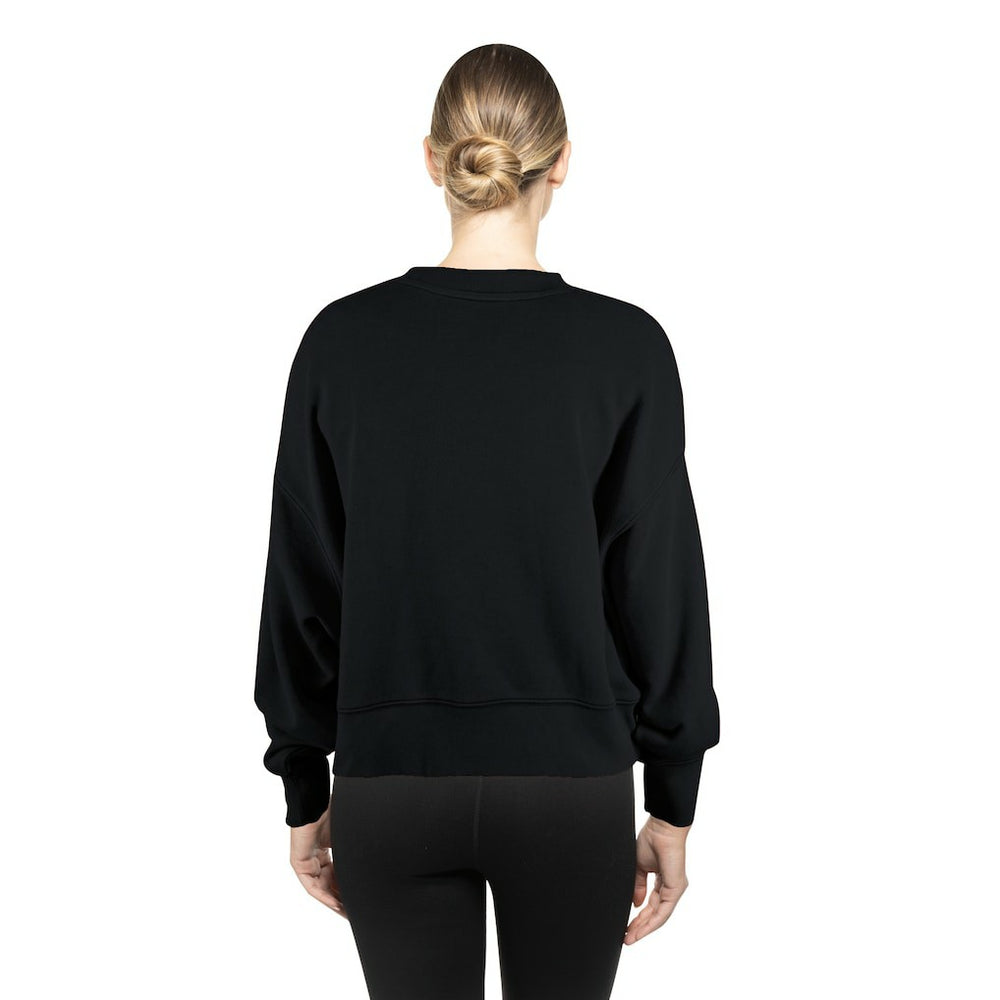 Philadelphia Eagles New Era Women's Oversized Throwback Mineral Wash Crew Neck Sweatshirt - Black Sweatshirts