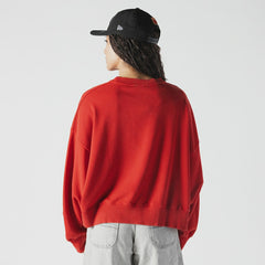 San Francisco 49ers New Era Women's Oversized Throwback Mineral Wash Crew Neck Sweatshirt - Scarlet Sweatshirts