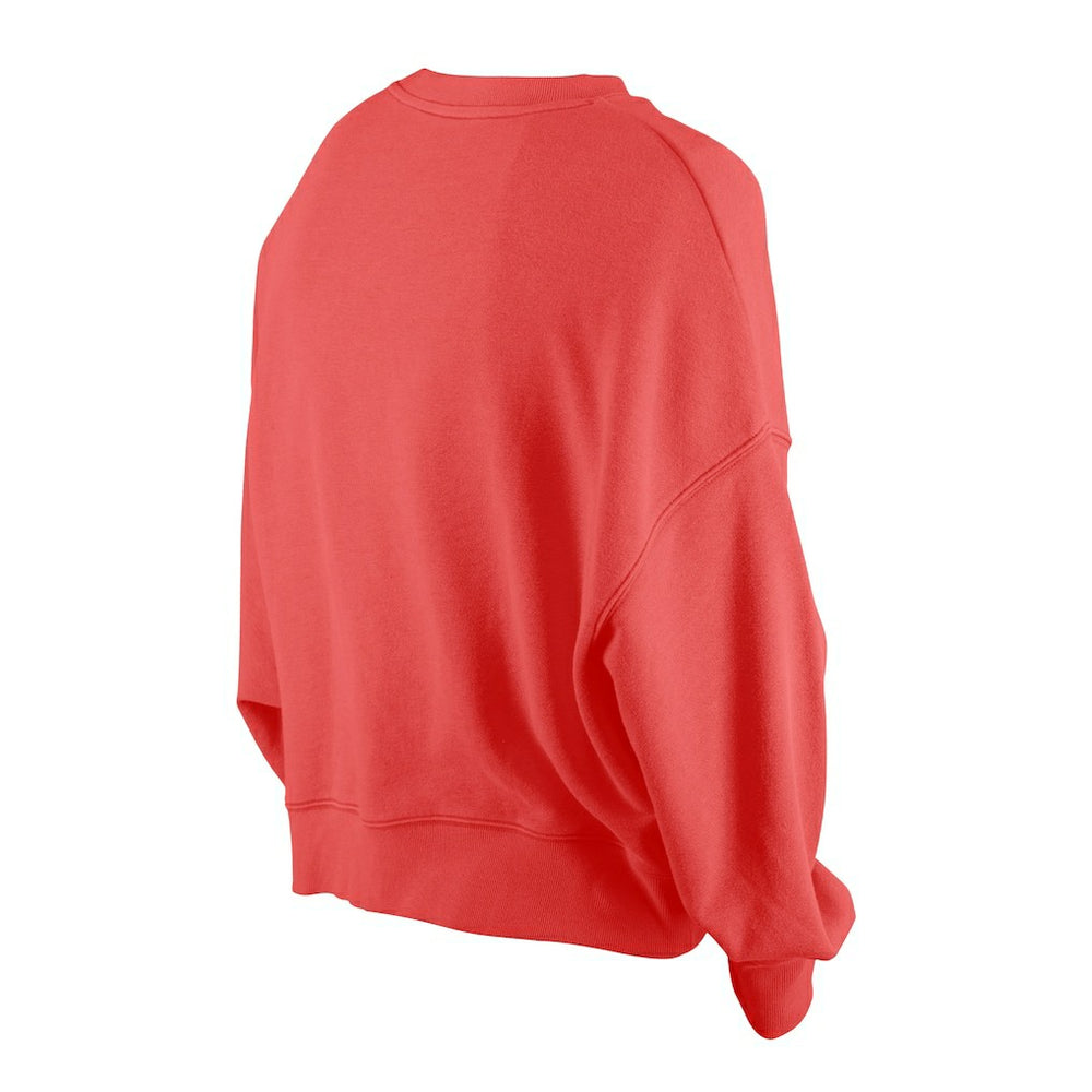 San Francisco 49ers New Era Women's Oversized Throwback Mineral Wash Crew Neck Sweatshirt - Scarlet Sweatshirts