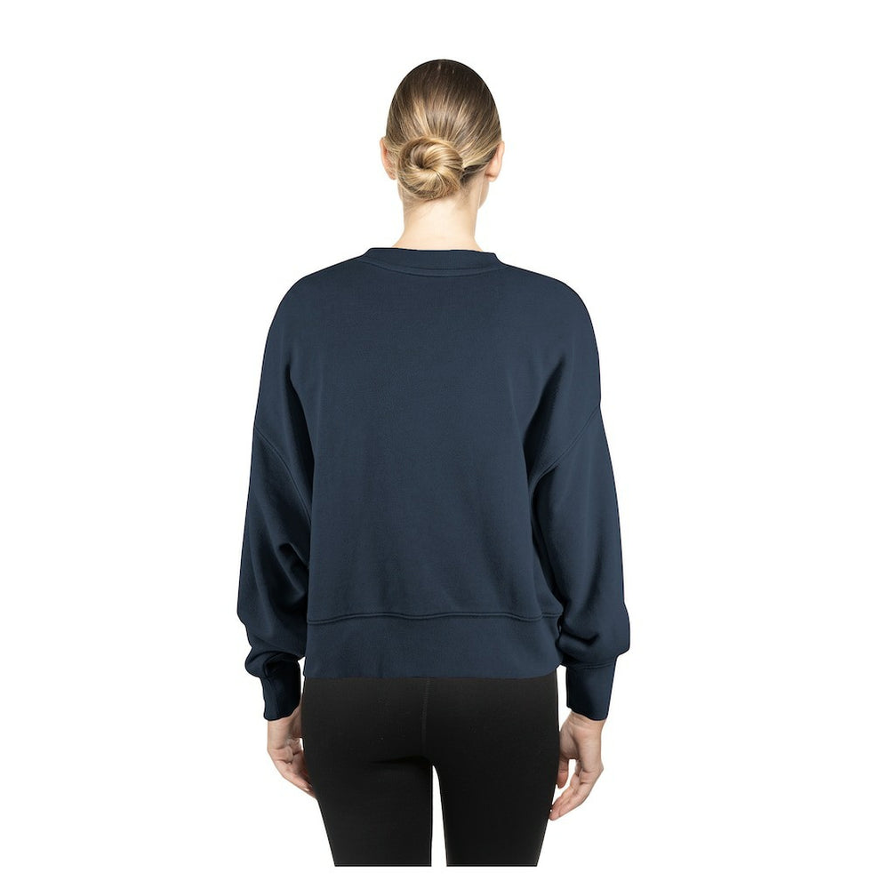 Seattle Seahawks New Era Women's Oversized Throwback Mineral Wash Crew Neck Sweatshirt - College Navy Sweatshirts