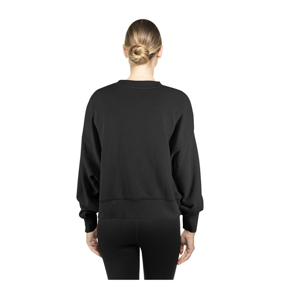 Detroit Lions New Era Women's Oversized Throwback Mineral Wash Crew Neck Sweatshirt - Black Sweatshirts