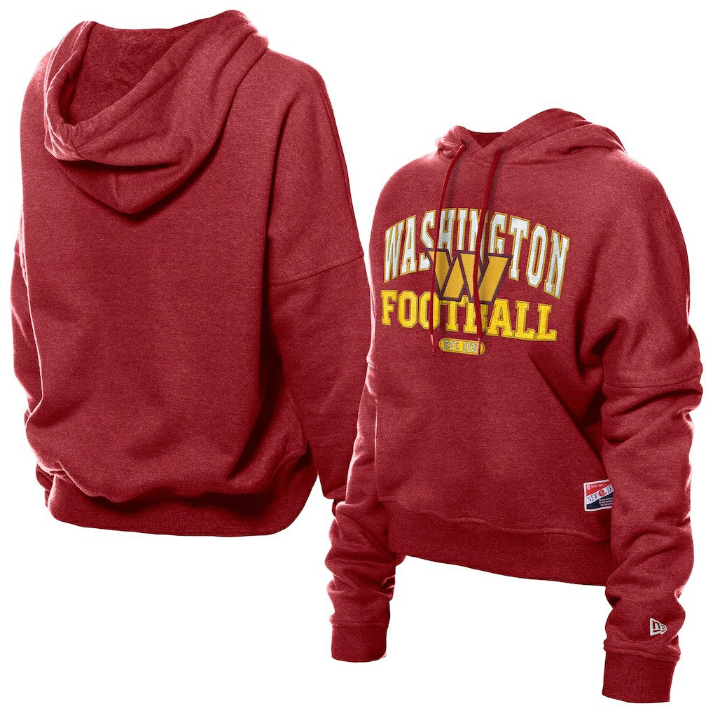 Washington Commanders New Era Women's Throwback Boxy Hoodie Sweatshirt - Burgundy Hoodies
