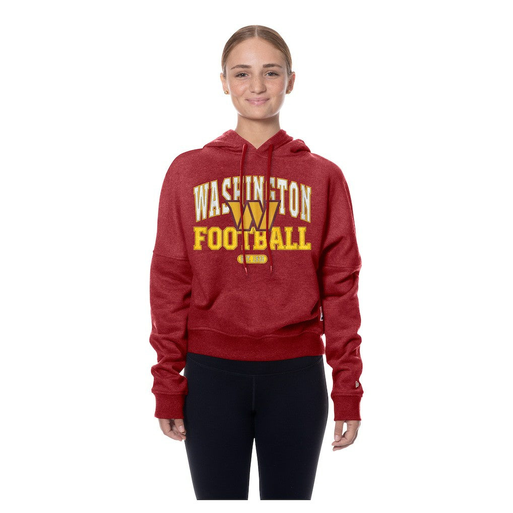 Washington Commanders New Era Women's Throwback Boxy Hoodie Sweatshirt - Burgundy Hoodies