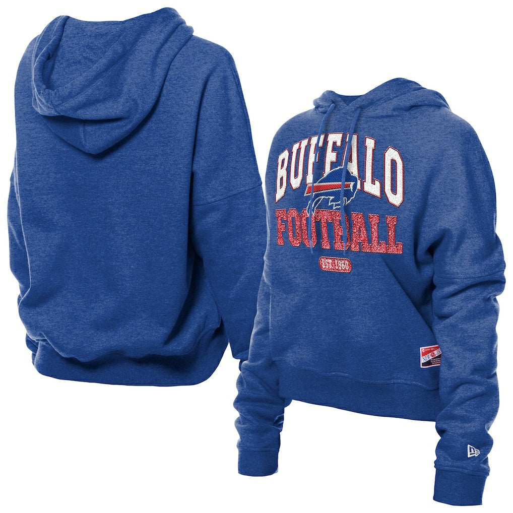 Buffalo Bills New Era Women's Throwback Boxy Hoodie Sweatshirt - Royal Hoodies