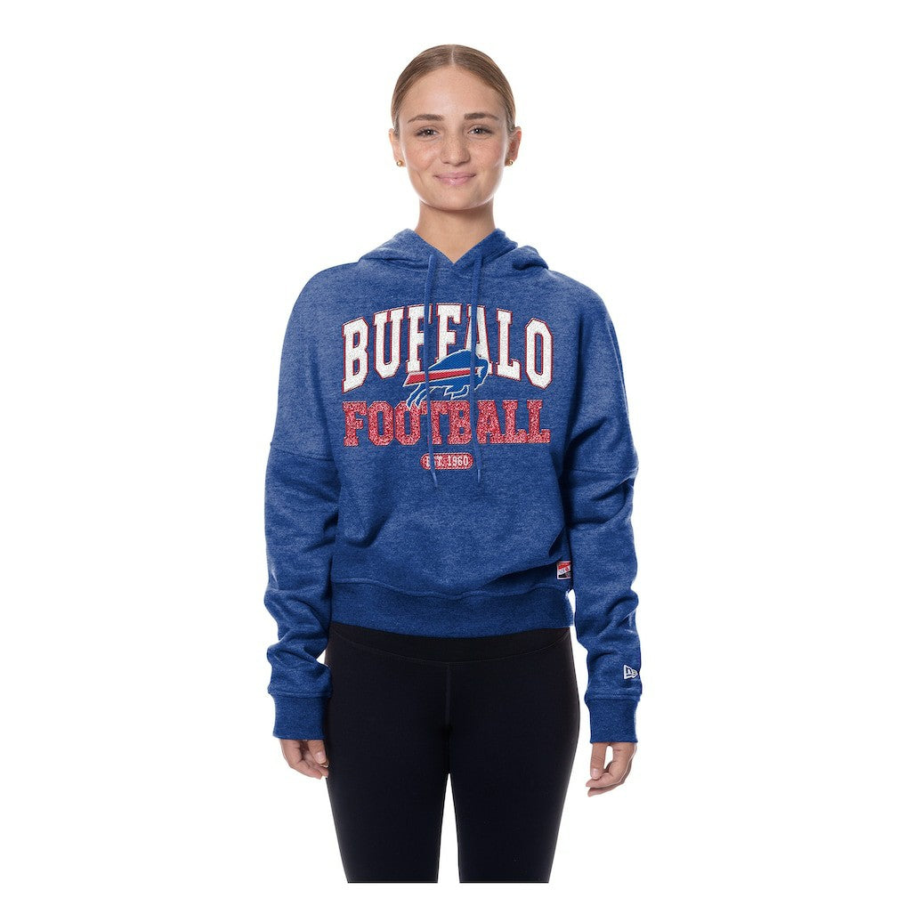 Buffalo Bills New Era Women's Throwback Boxy Hoodie Sweatshirt - Royal Hoodies