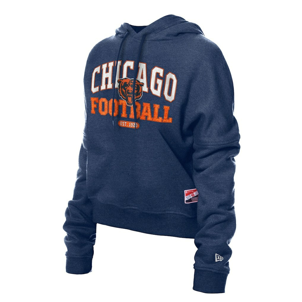 Chicago Bears New Era Women's Throwback Boxy Hoodie Sweatshirt - Navy Hoodies