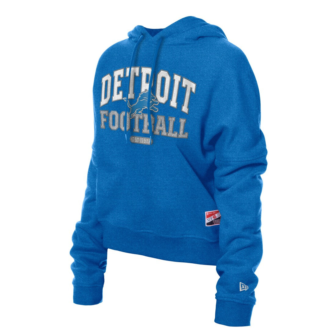 Detroit Lions New Era Women's Throwback Boxy Hoodie Sweatshirt - Blue Hoodies
