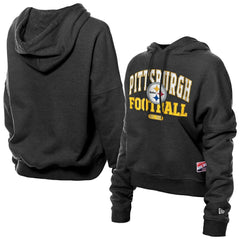 Pittsburgh Steelers New Era Women's Throwback Boxy Hoodie Sweatshirt - Black Hoodies