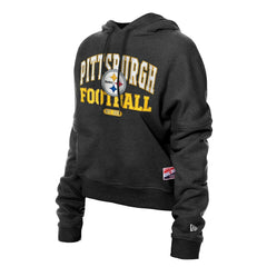 Pittsburgh Steelers New Era Women's Throwback Boxy Hoodie Sweatshirt - Black Hoodies