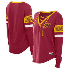 Washington Commanders New Era Women's Throwback Lace-Up Long-Sleeve T-Shirt - Burgundy T-shirts