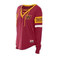 Washington Commanders New Era Women's Throwback Lace-Up Long-Sleeve T-Shirt - Burgundy T-shirts