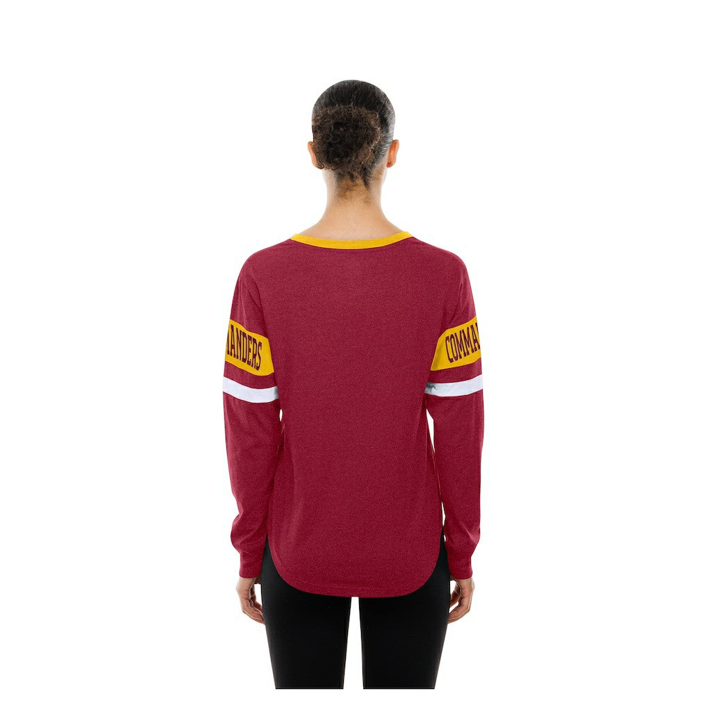 Washington Commanders New Era Women's Throwback Lace-Up Long-Sleeve T-Shirt - Burgundy T-shirts
