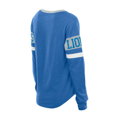 Detroit Lions New Era Women's Throwback Lace-Up Long-Sleeve T-Shirt - Blue T-shirts