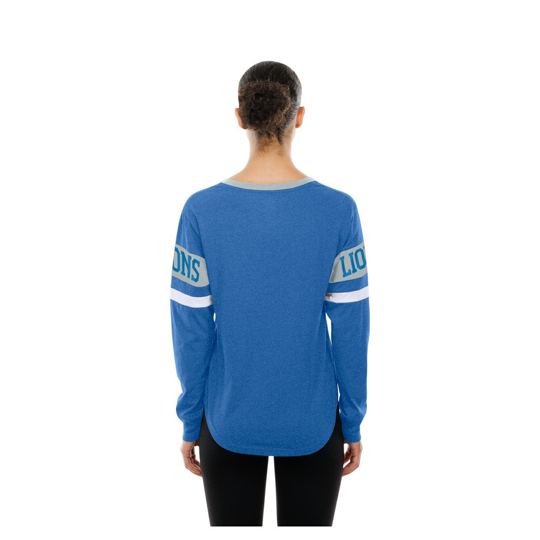 Detroit Lions New Era Women's Throwback Lace-Up Long-Sleeve T-Shirt - Blue T-shirts