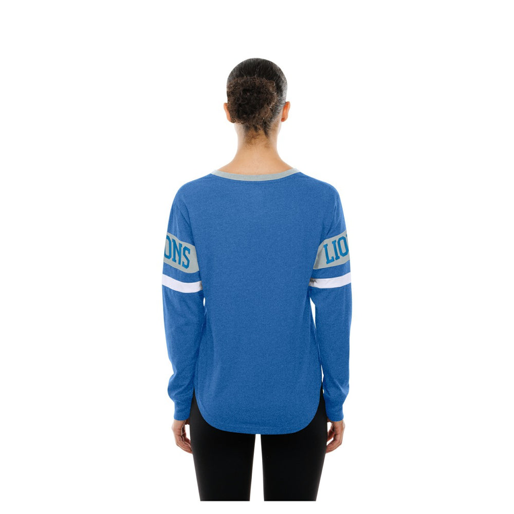 Detroit Lions New Era Women's Throwback Lace-Up Long-Sleeve T-Shirt - Blue T-shirts