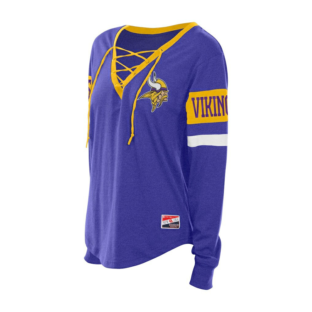 Minnesota Vikings New Era Women's Throwback Lace-Up Long-Sleeve T-Shirt - Purple T-shirts