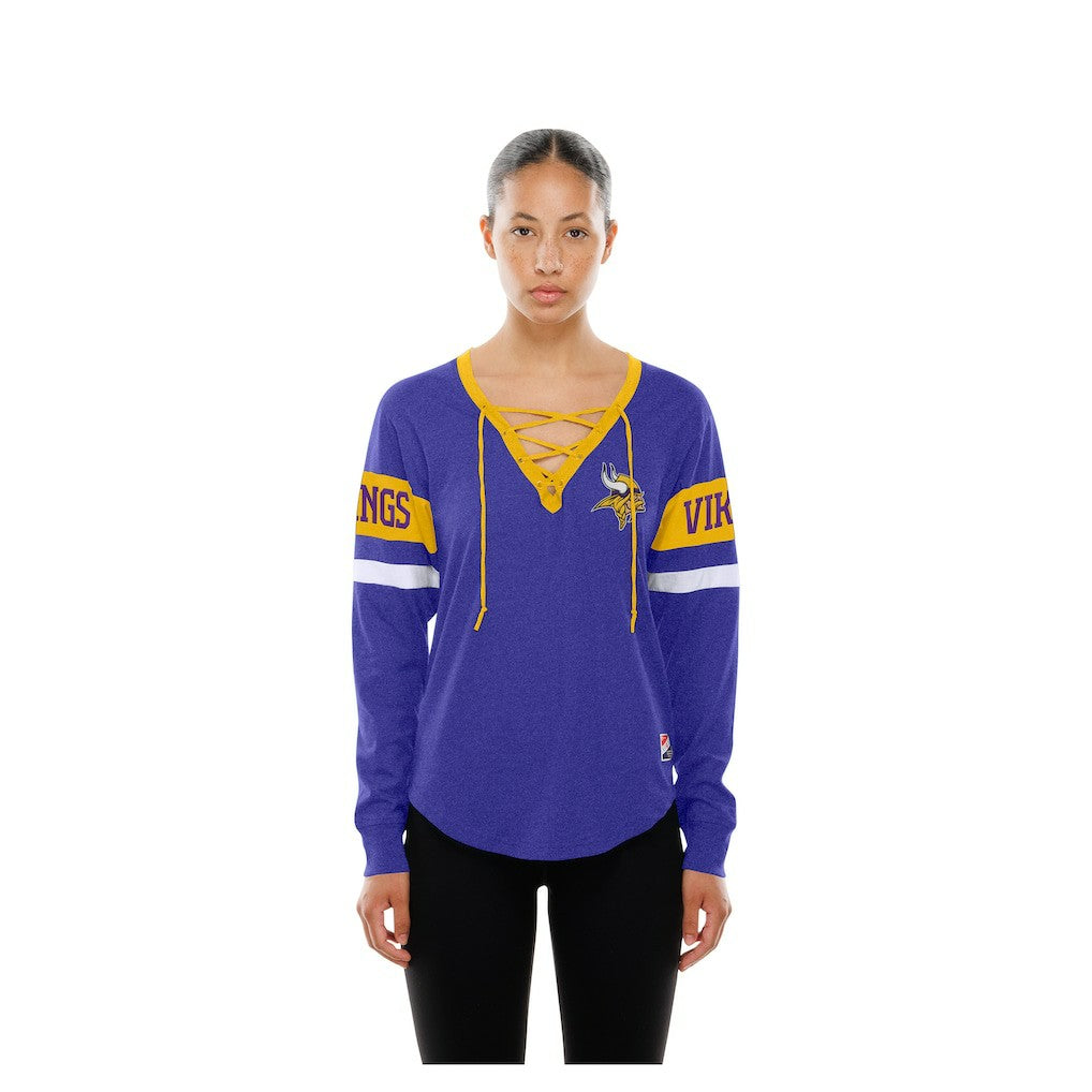 Minnesota Vikings New Era Women's Throwback Lace-Up Long-Sleeve T-Shirt - Purple T-shirts