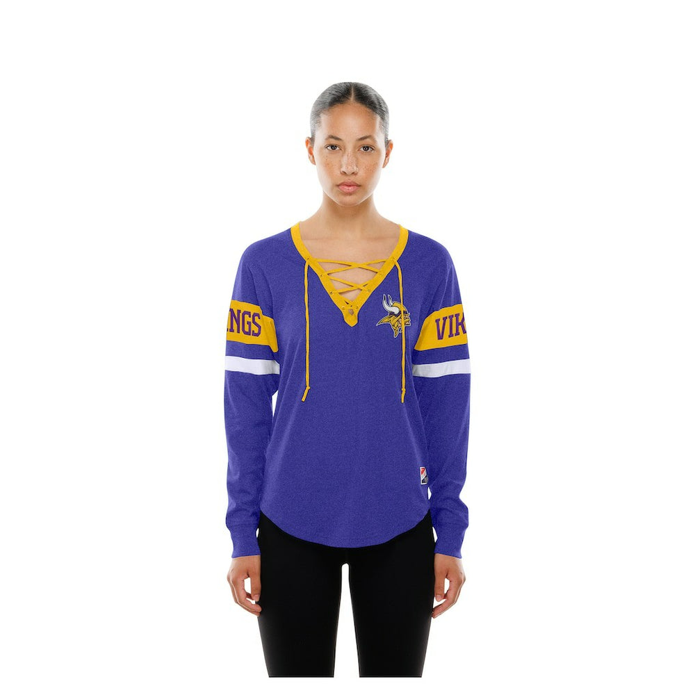 Minnesota Vikings New Era Women's Throwback Lace-Up Long-Sleeve T-Shirt - Purple T-shirts