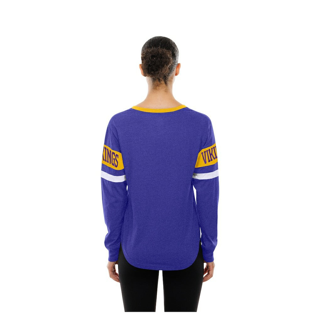 Minnesota Vikings New Era Women's Throwback Lace-Up Long-Sleeve T-Shirt - Purple T-shirts