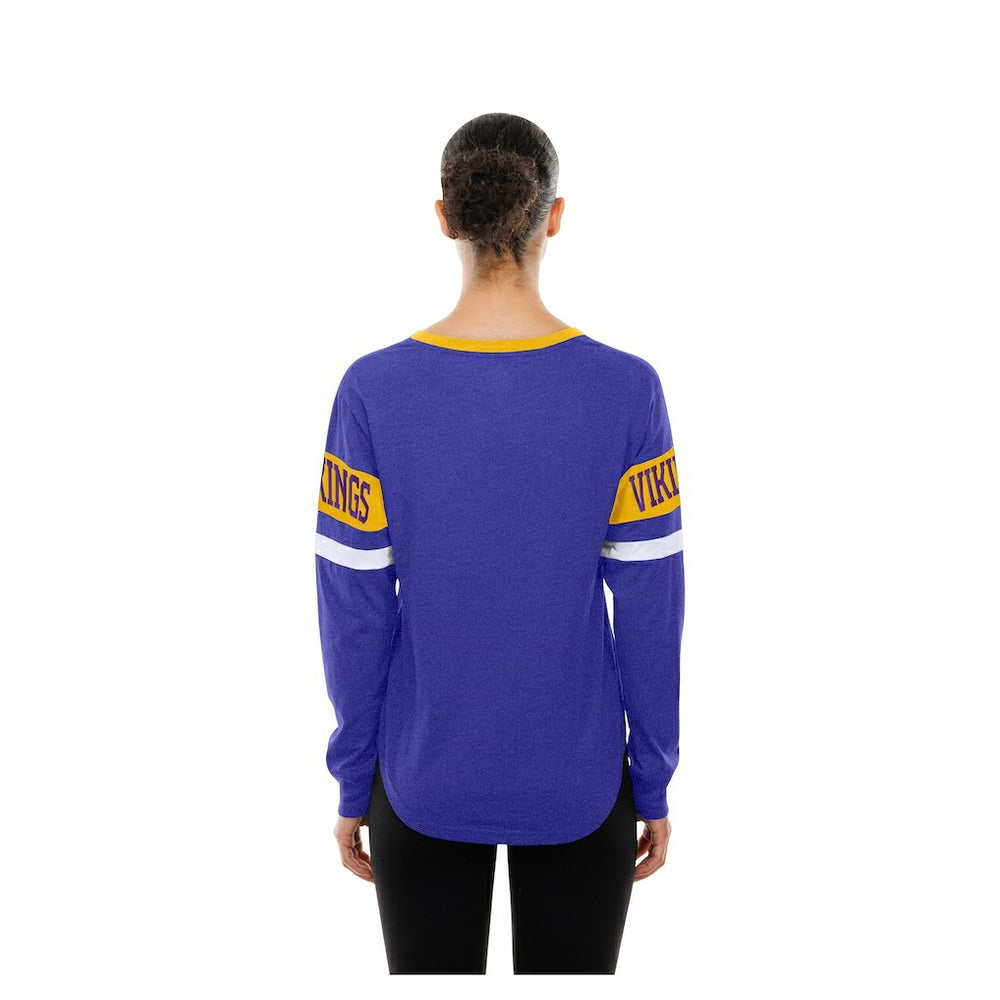Minnesota Vikings New Era Women's Throwback Lace-Up Long-Sleeve T-Shirt - Purple T-shirts