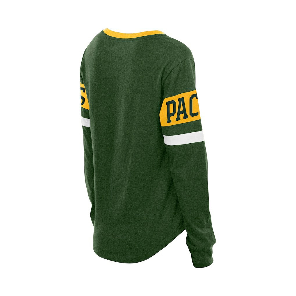 Green Bay Packers New Era Women's Throwback Lace-Up Long-Sleeve T-Shirt - Green T-shirts