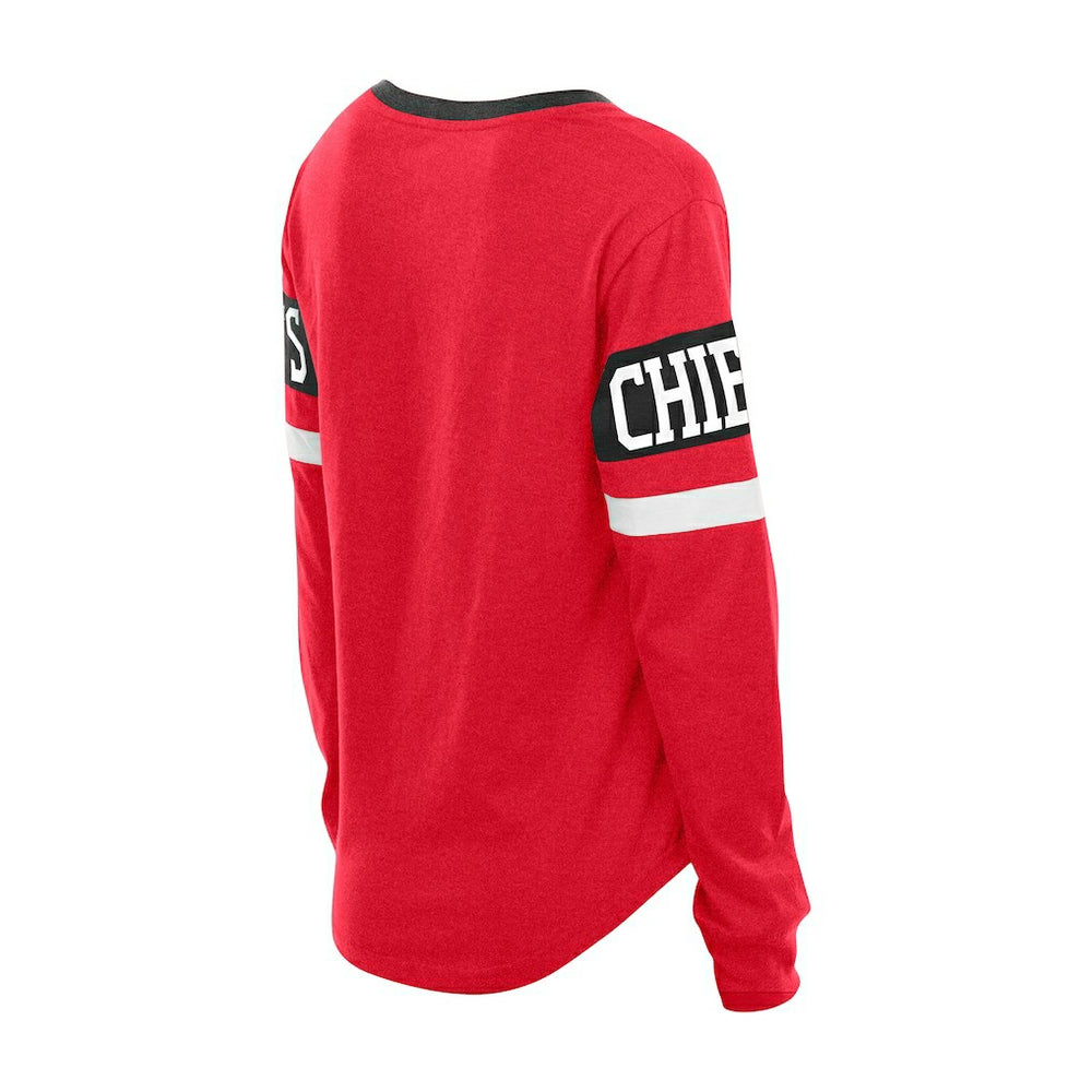 Kansas City Chiefs New Era Women's Throwback Lace-Up Long-Sleeve T-Shirt - Red T-shirts