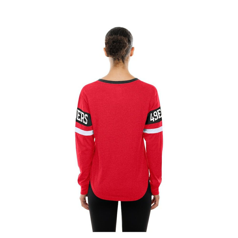 San Francisco 49ers New Era Women's Throwback Lace-Up Long-Sleeve T-Shirt - Scarlet T-shirts