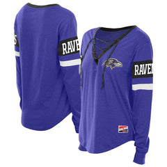 Baltimore Ravens New Era Women's Throwback Lace-Up Long-Sleeve T-Shirt - Purple T-shirts